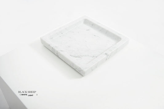 Bianco Carrara Marble Square Tray - Black Sheep (White Light)