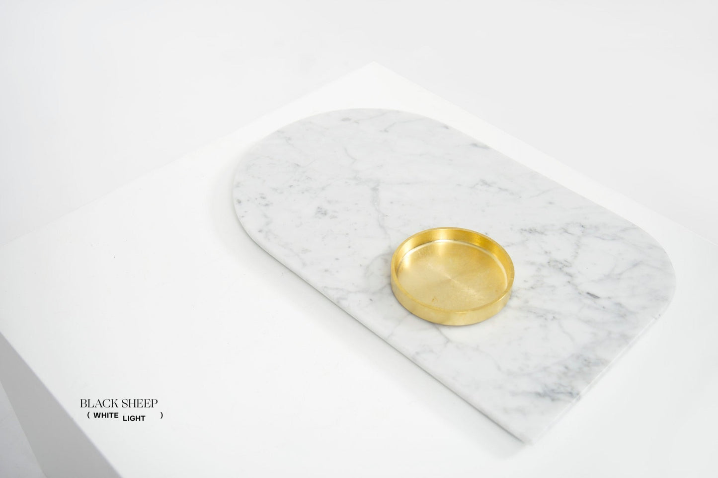 Bianco Carrara Marble Serving Tray - Black Sheep (White Light)