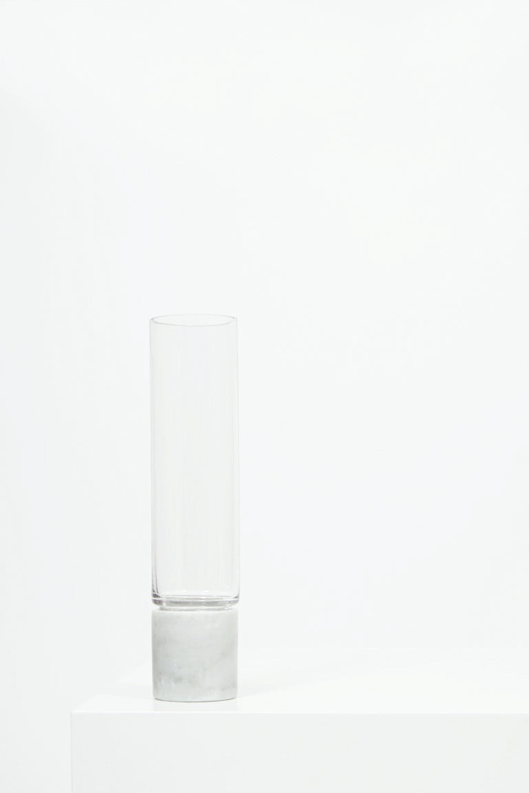 Bianco Carrara Marble and Glass Vase - Black Sheep (White Light)