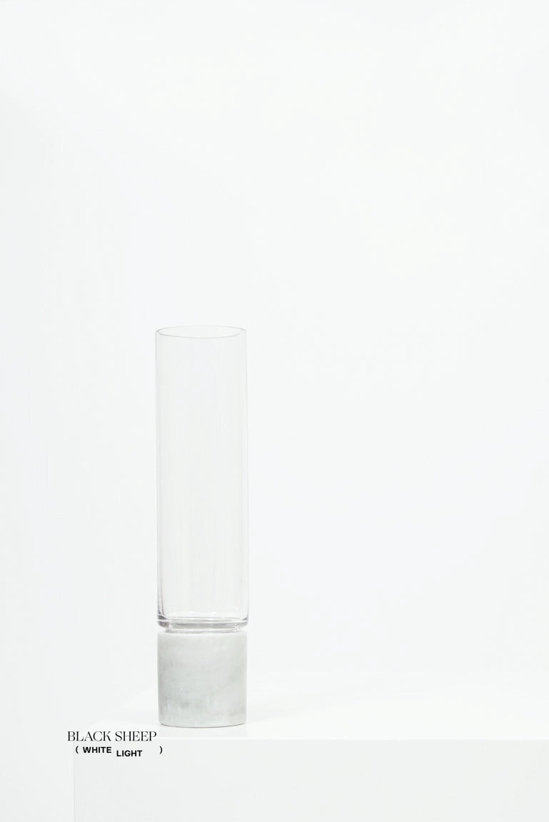 Bianco Carrara Marble and Glass Vase - Black Sheep (White Light)