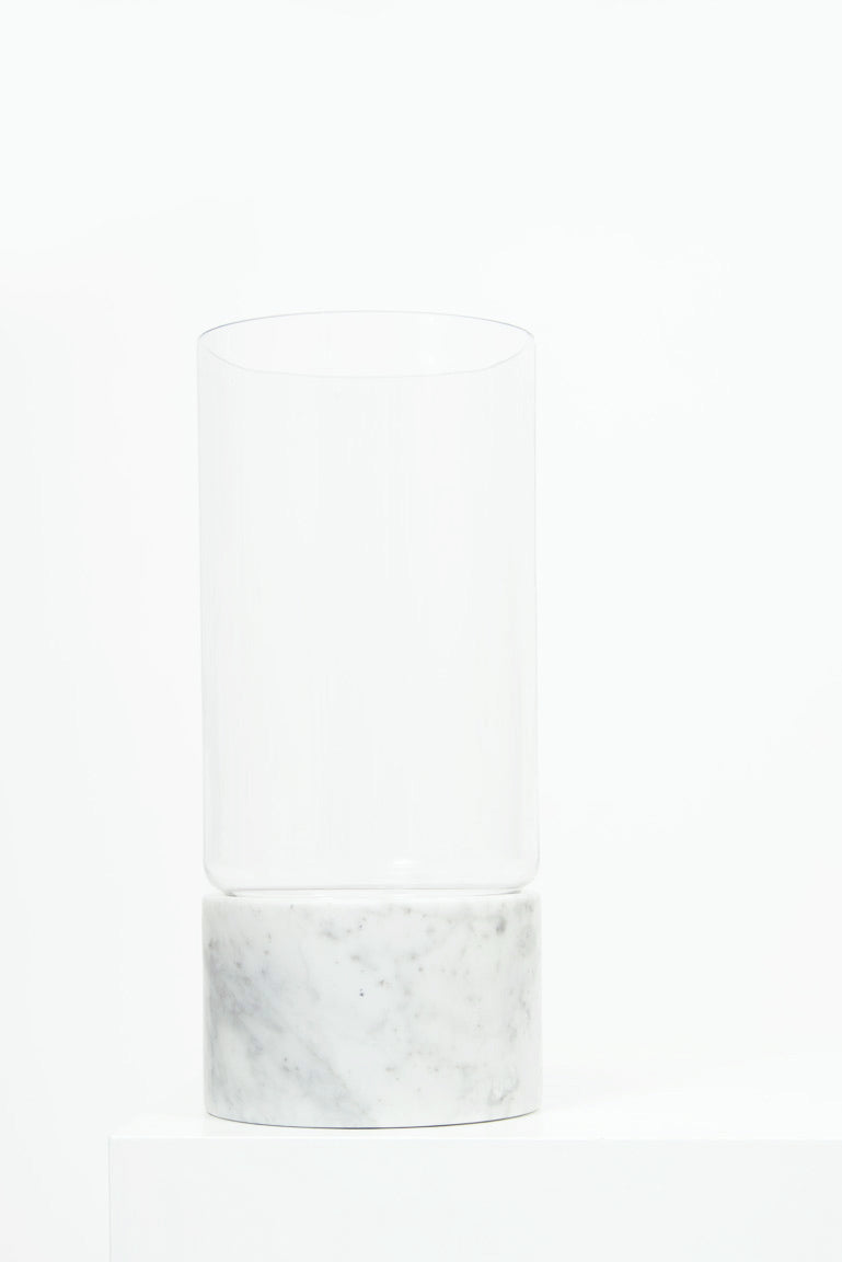 Bianco Carrara Marble and Glass Vase - Black Sheep (White Light)