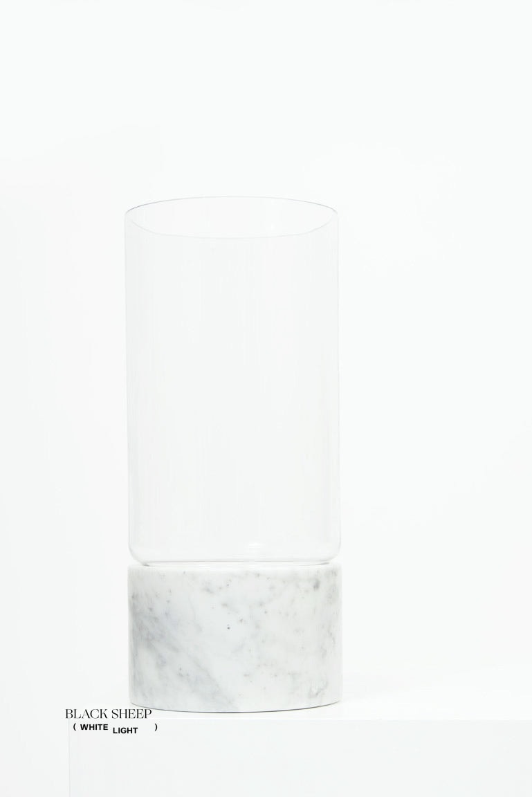 Bianco Carrara Marble and Glass Vase - Black Sheep (White Light)