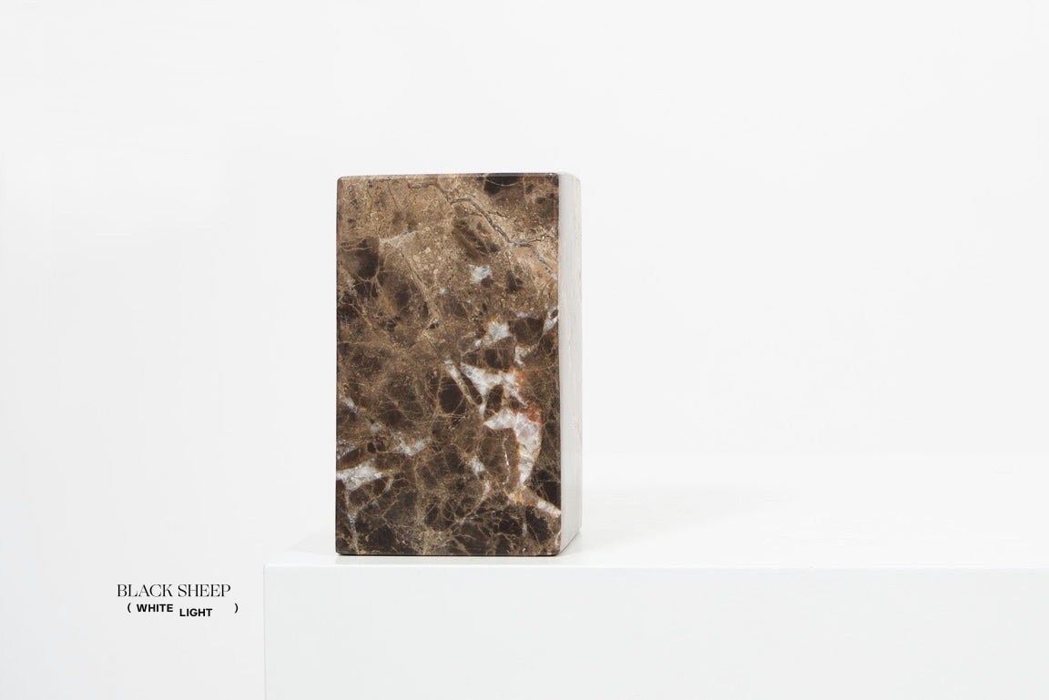 Dark Emperador Marble Asymmetric Book Ends - Black Sheep (White Light)