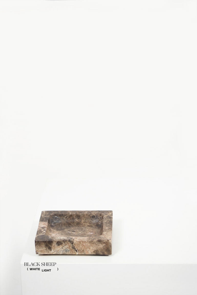 Dark Emperador Marble Square Tray - Black Sheep (White Light)