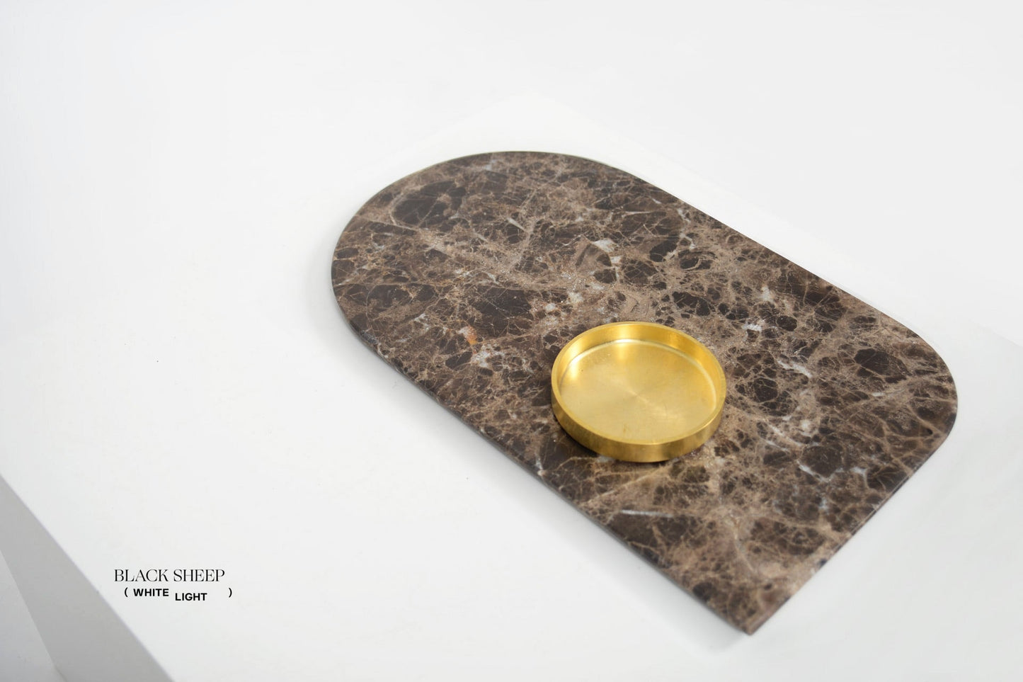 Dark Emperador Marble Serving Tray - Black Sheep (White Light)