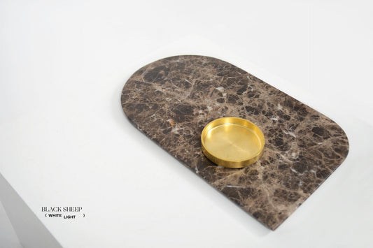 Dark Emperador Marble Serving Tray - Black Sheep (White Light)
