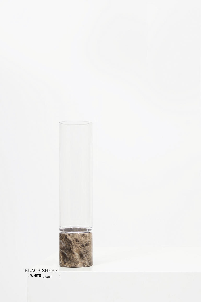 Dark Emperador Marble and Glass Vase - Black Sheep (White Light)