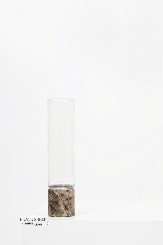 Dark Emperador Marble and Glass Vase - Black Sheep (White Light)