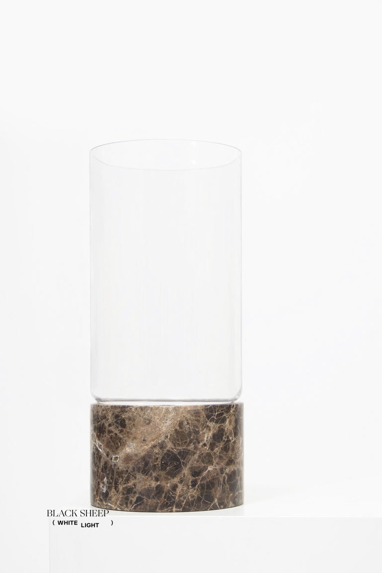 Dark Emperador Marble and Glass Vase - Black Sheep (White Light)
