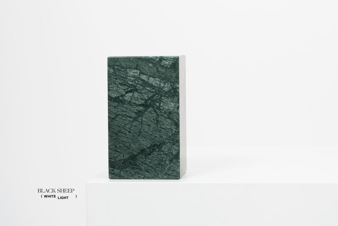 Empress Green Marble Asymmetric Book Ends - Black Sheep (White Light)
