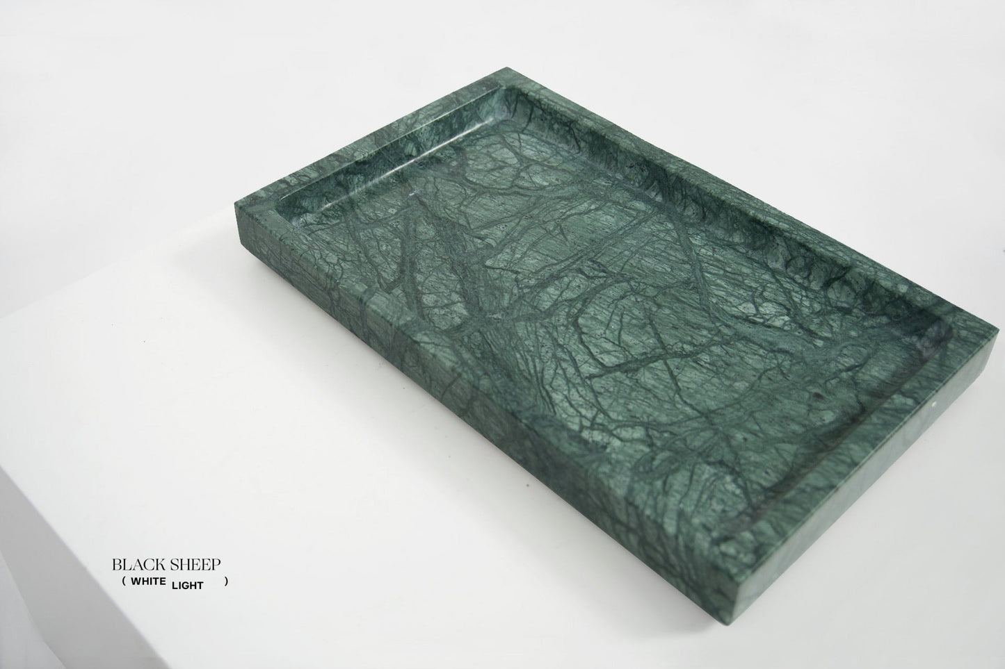 Empress Green Marble Large Rectangular Tray - Black Sheep (White Light)