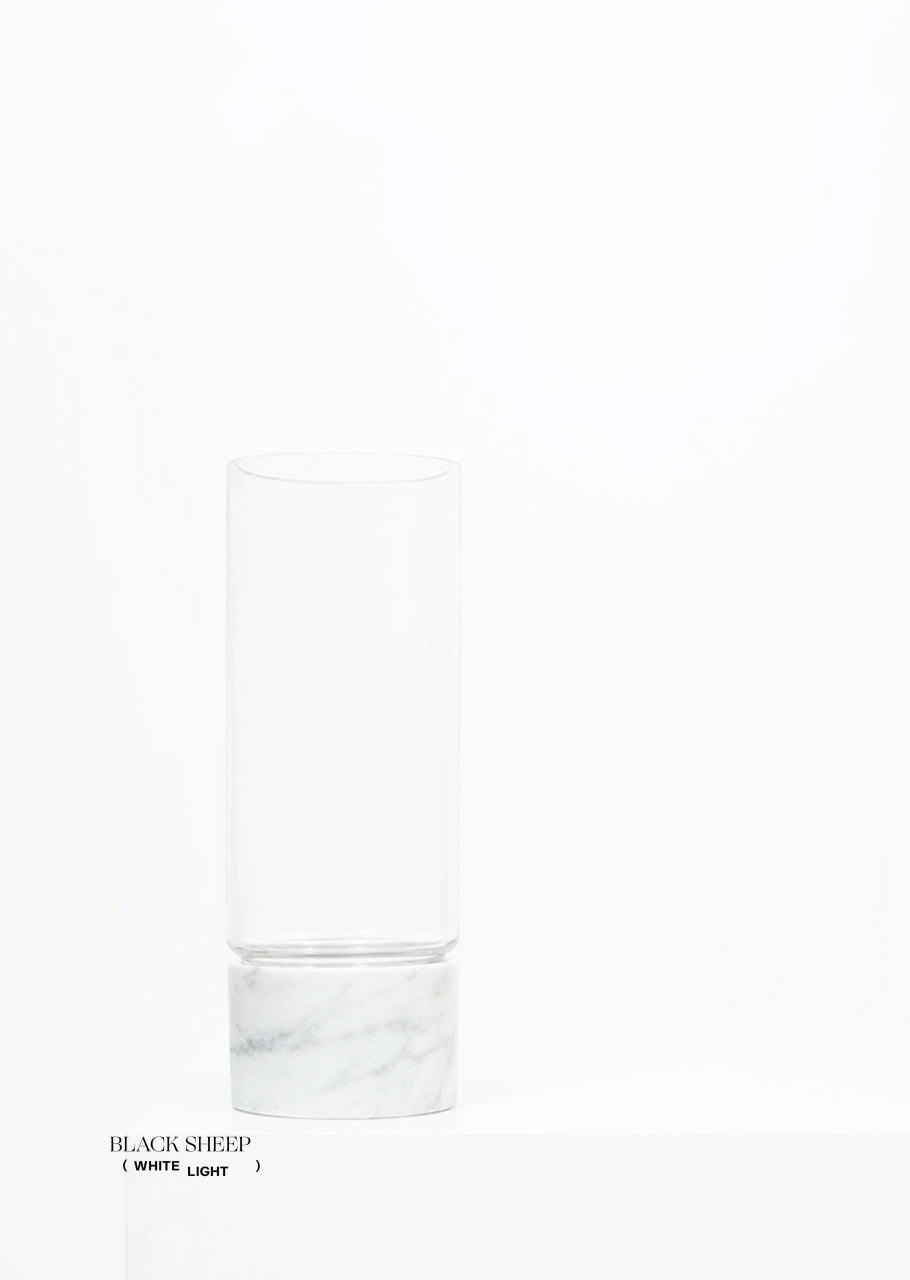 Bianco Carrara Marble and Glass Vase - Black Sheep (White Light)