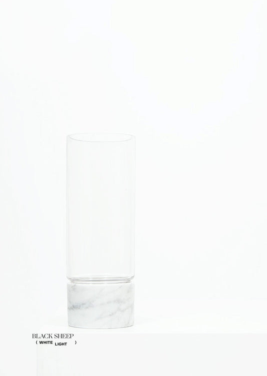 Bianco Carrara Marble and Glass Vase - Black Sheep (White Light)