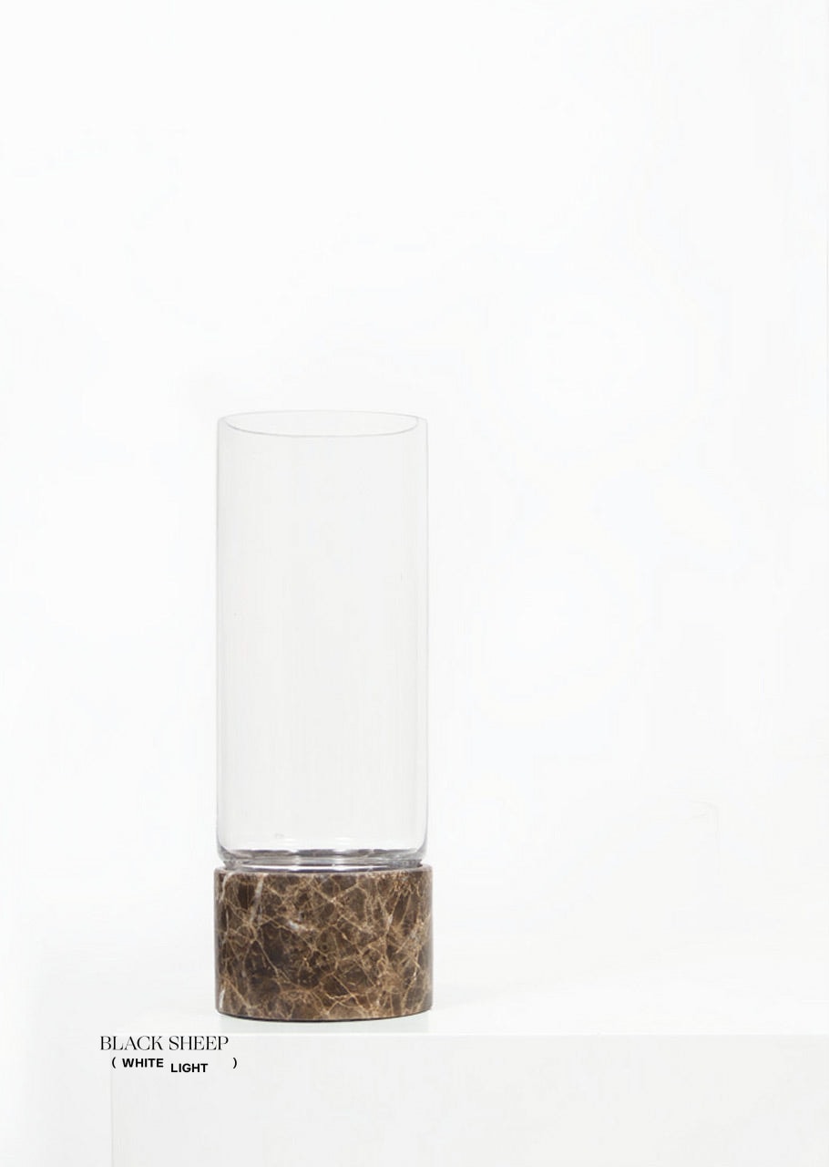 Dark Emperador Marble and Glass Vase - Black Sheep (White Light)