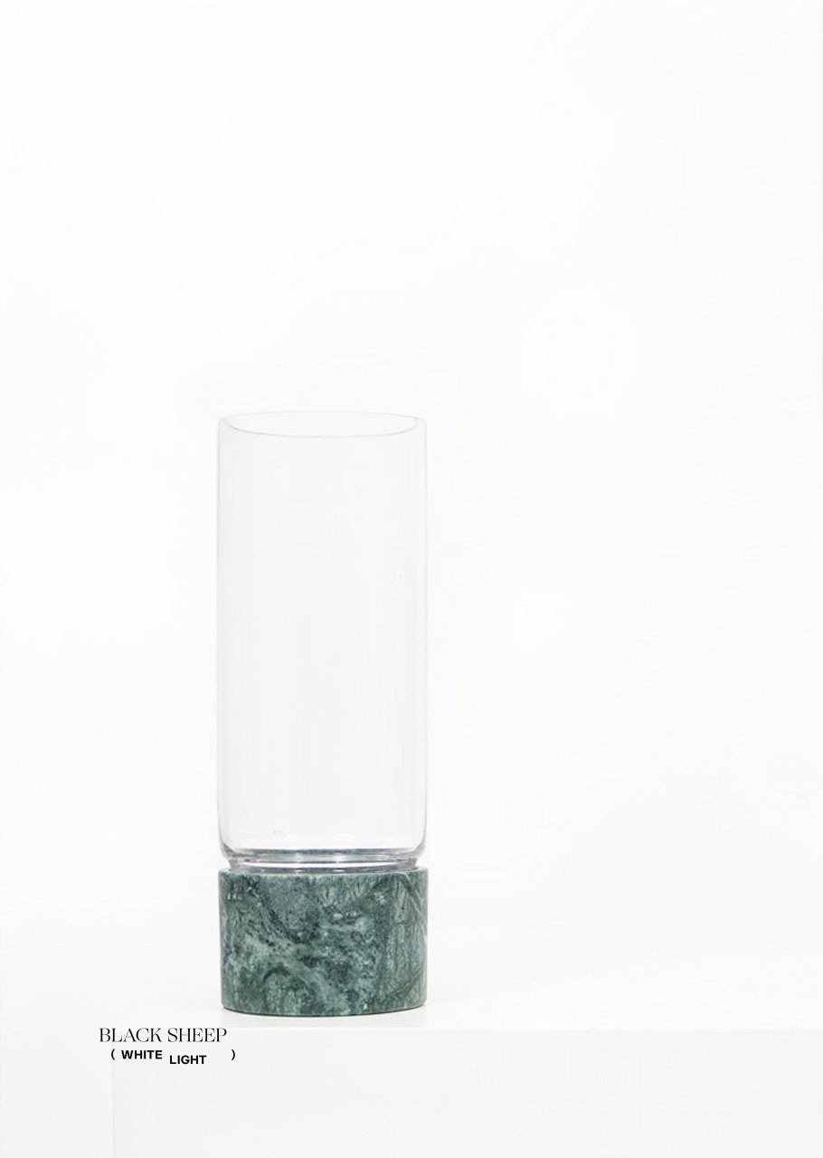 Empress Green Marble and Glass Vase - Black Sheep (White Light)