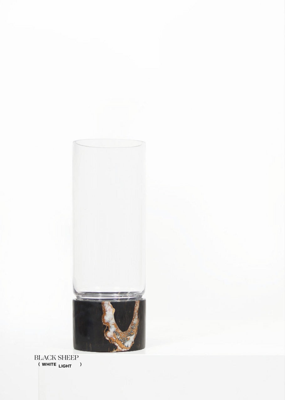 Lauren Black Marble and Glass Vase - Black Sheep (White Light)