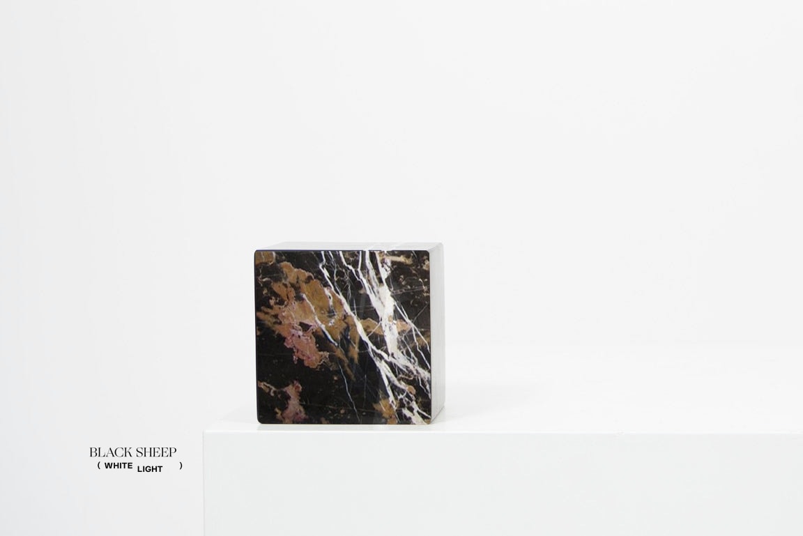 Golden Black Marble Asymmetric Book Ends - Black Sheep (White Light)