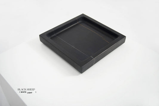 Lauren Black Marble Square Tray - Black Sheep (White Light)