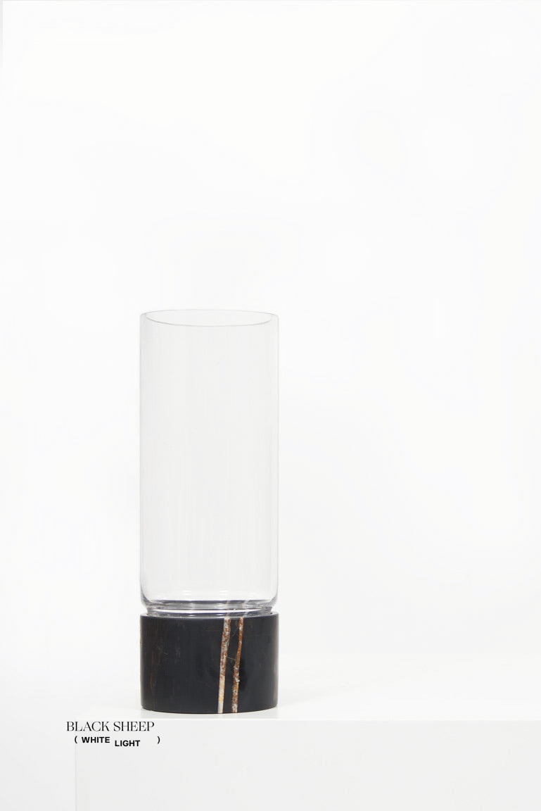 Lauren Black Marble and Glass Vase - Black Sheep (White Light)