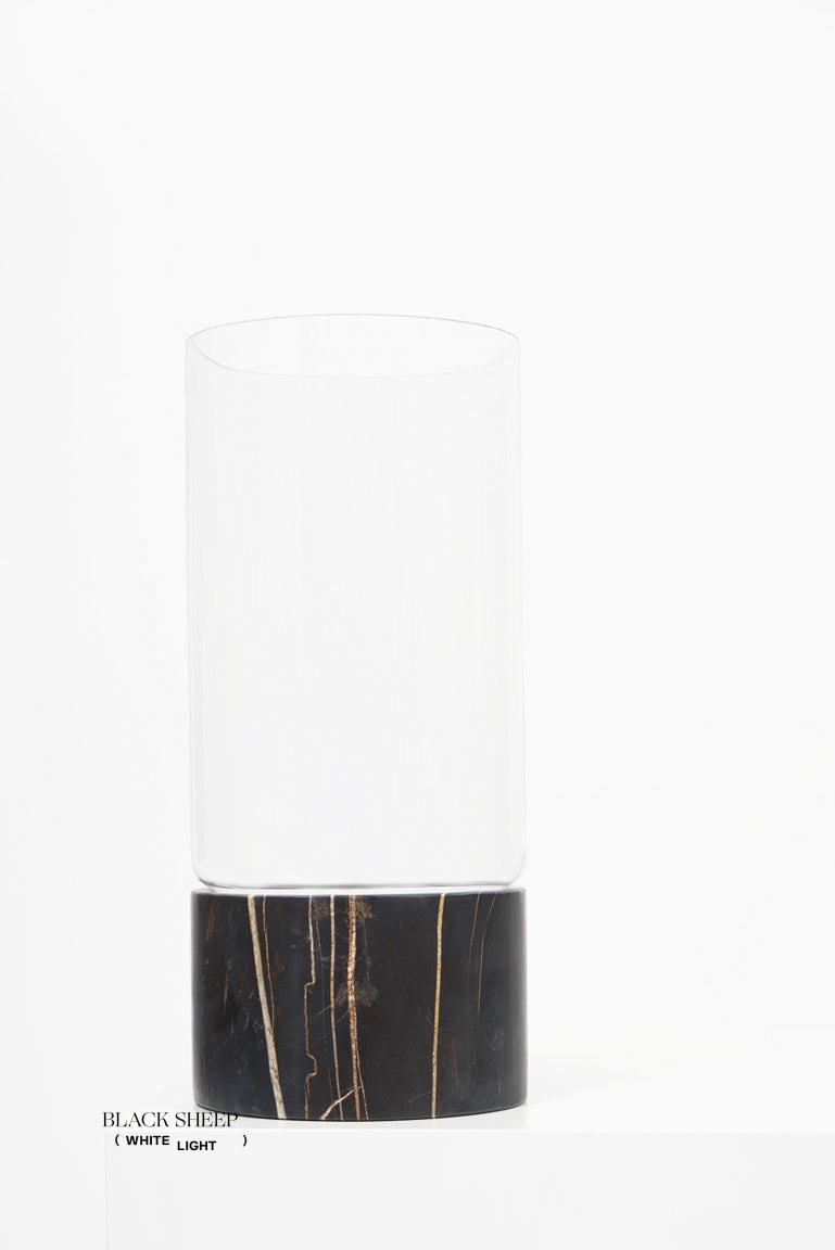 Lauren Black Marble and Glass Vase - Black Sheep (White Light)