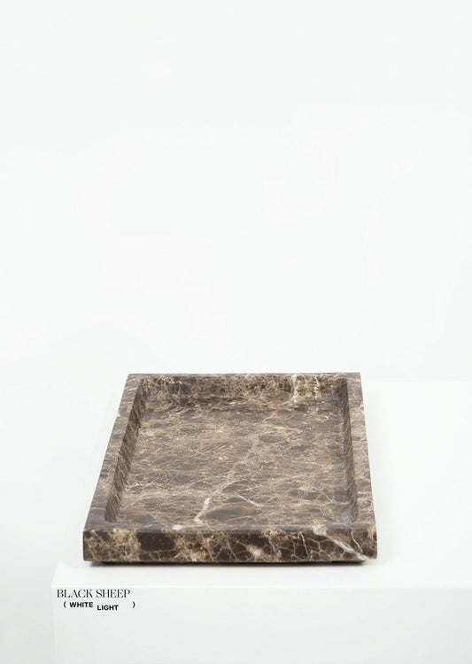 Dark Emperador Marble Large Rectangular Tray - Black Sheep (White Light)
