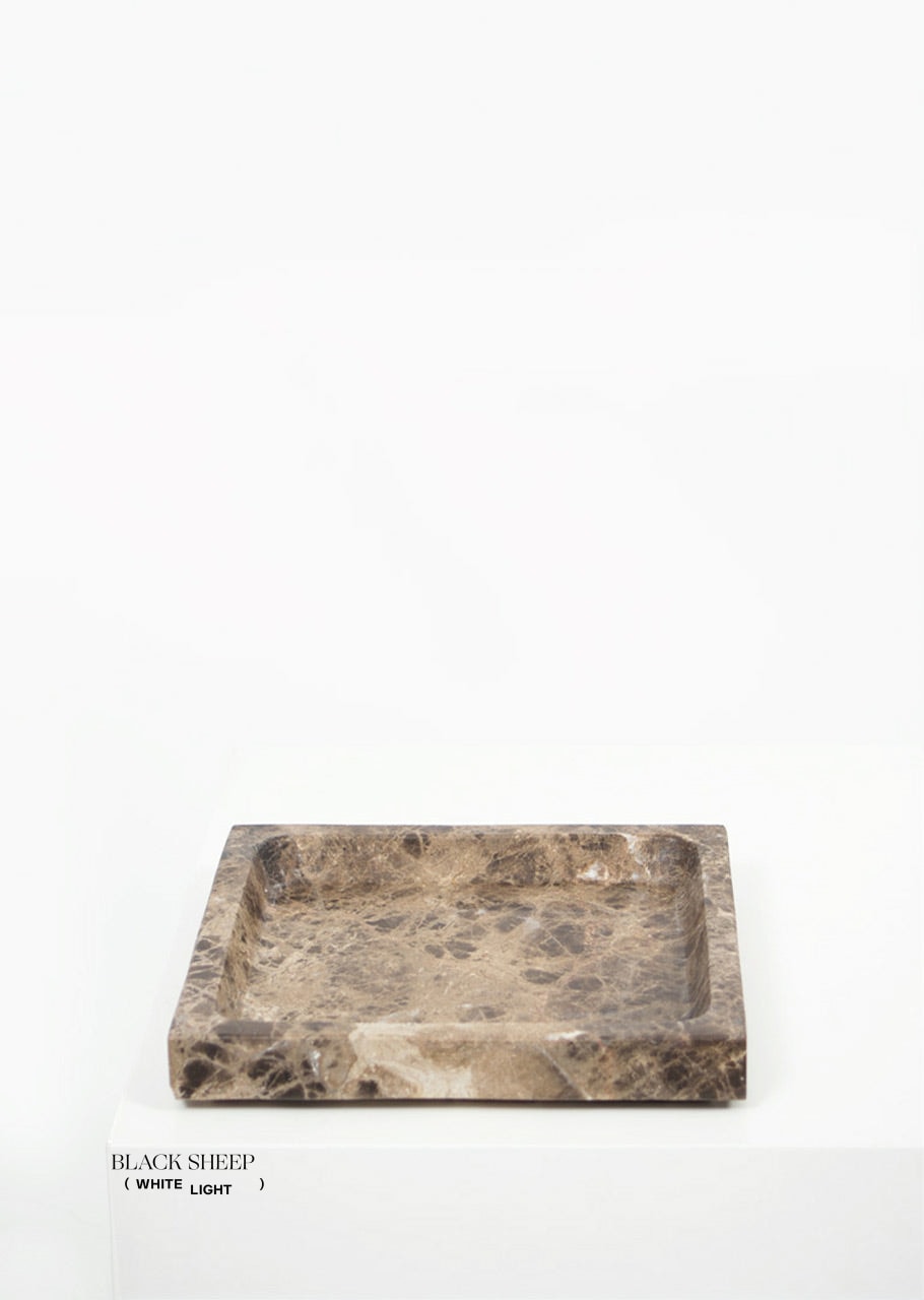 Dark Emperador Marble Square Tray - Black Sheep (White Light)