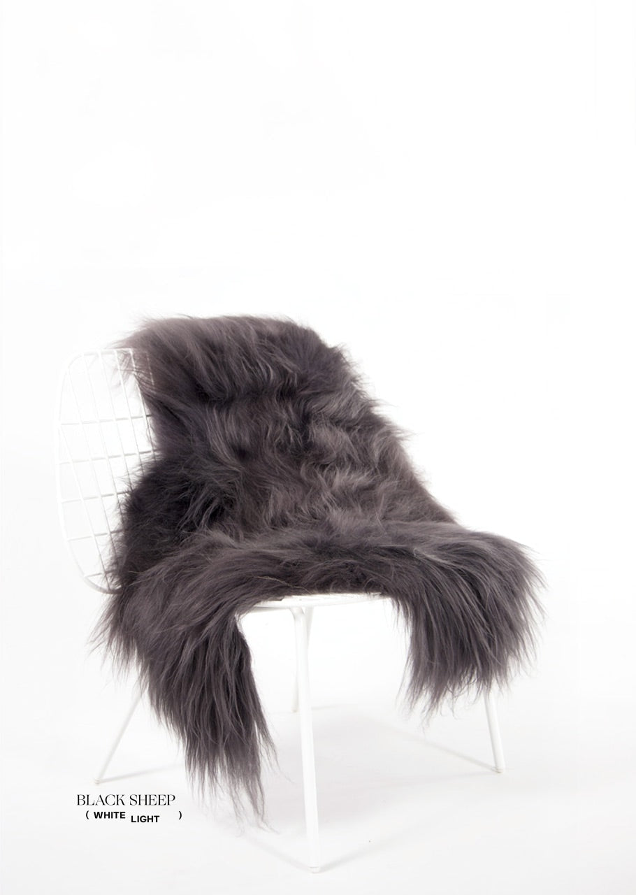 Steel Icelandic Sheepskin - Black Sheep (White Light)