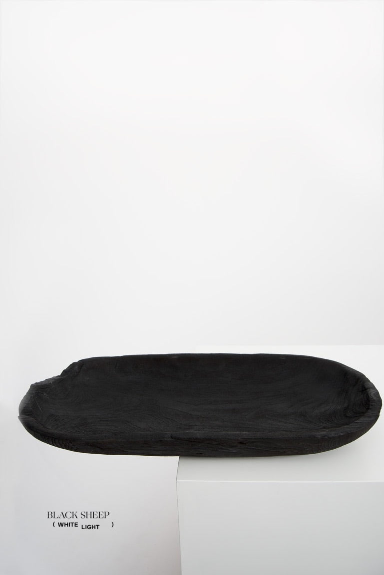 Burnt Teak Oval Vessel - Black Sheep (White Light)