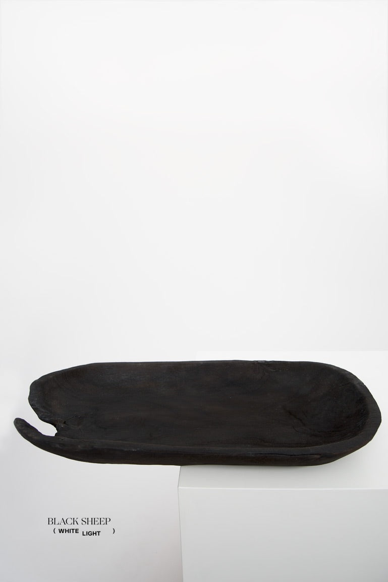 Burnt Teak Oval Vessel - Black Sheep (White Light)