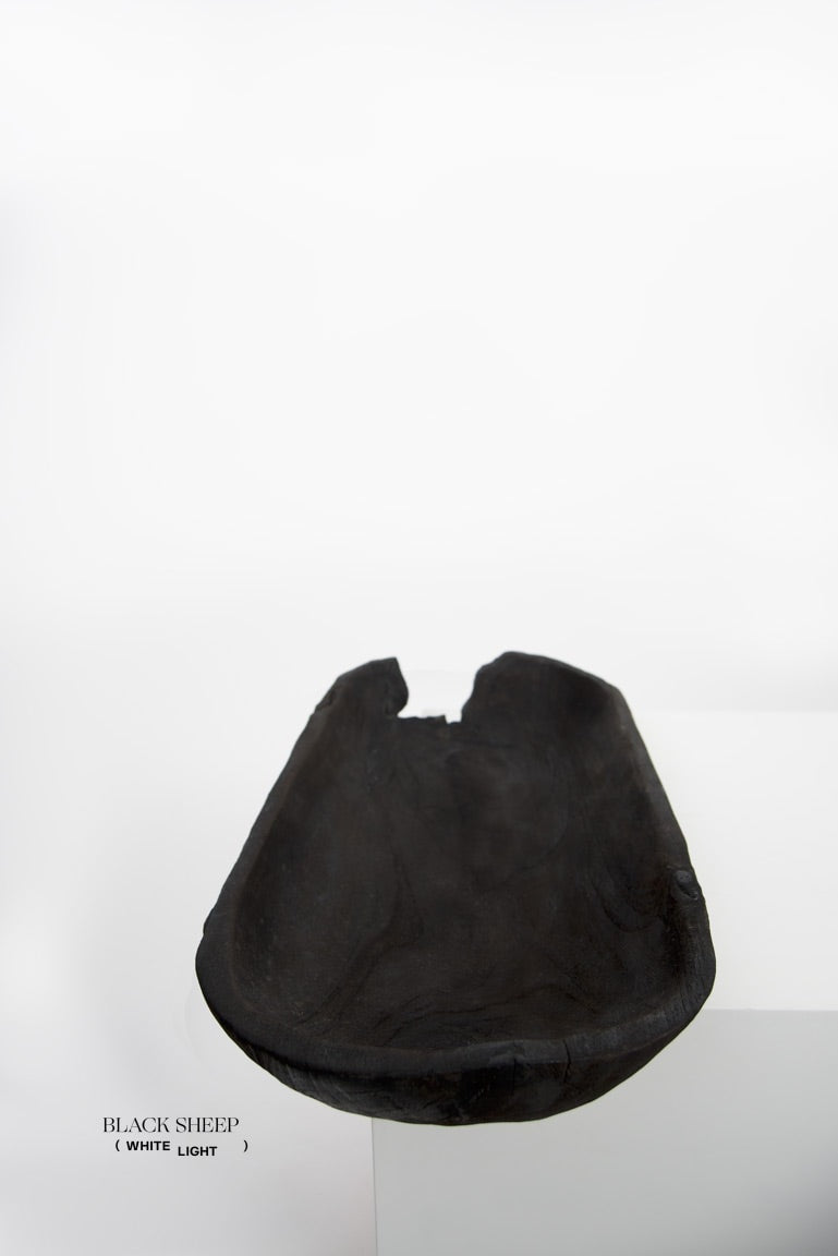Burnt Teak Oval Vessel - Black Sheep (White Light)