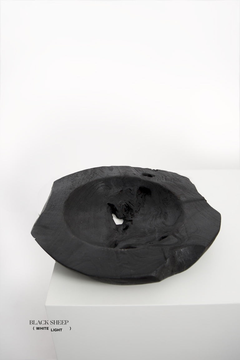 Burnt Teak Round Vessel - Black Sheep (White Light)