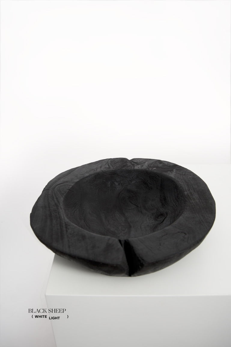 Burnt Teak Round Vessel - Black Sheep (White Light)