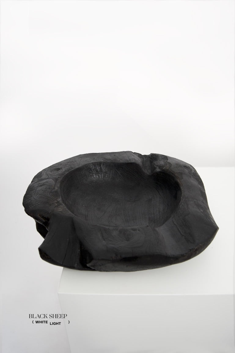Burnt Teak Round Vessel - Black Sheep (White Light)