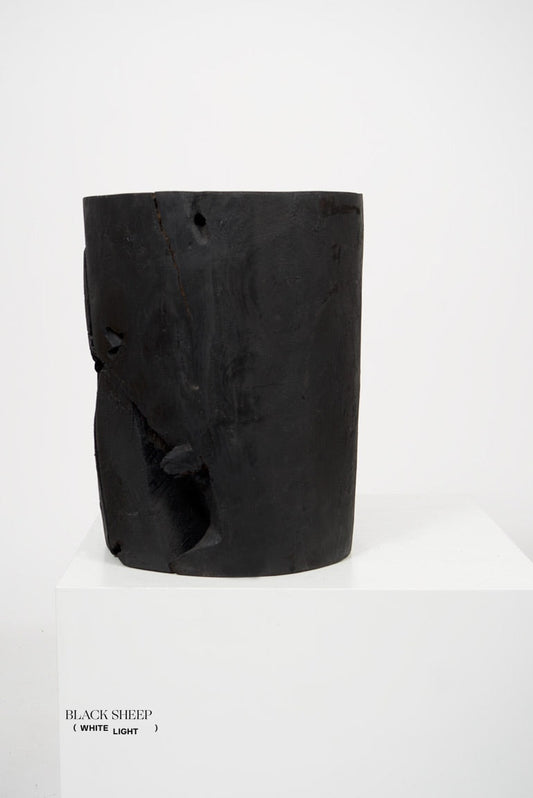 Burnt Teak Round Side Table - Black Sheep (White Light)