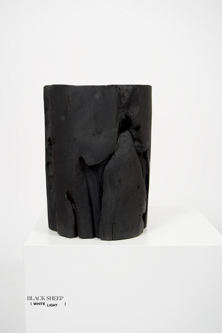 Burnt Teak Round Side Table - Black Sheep (White Light)