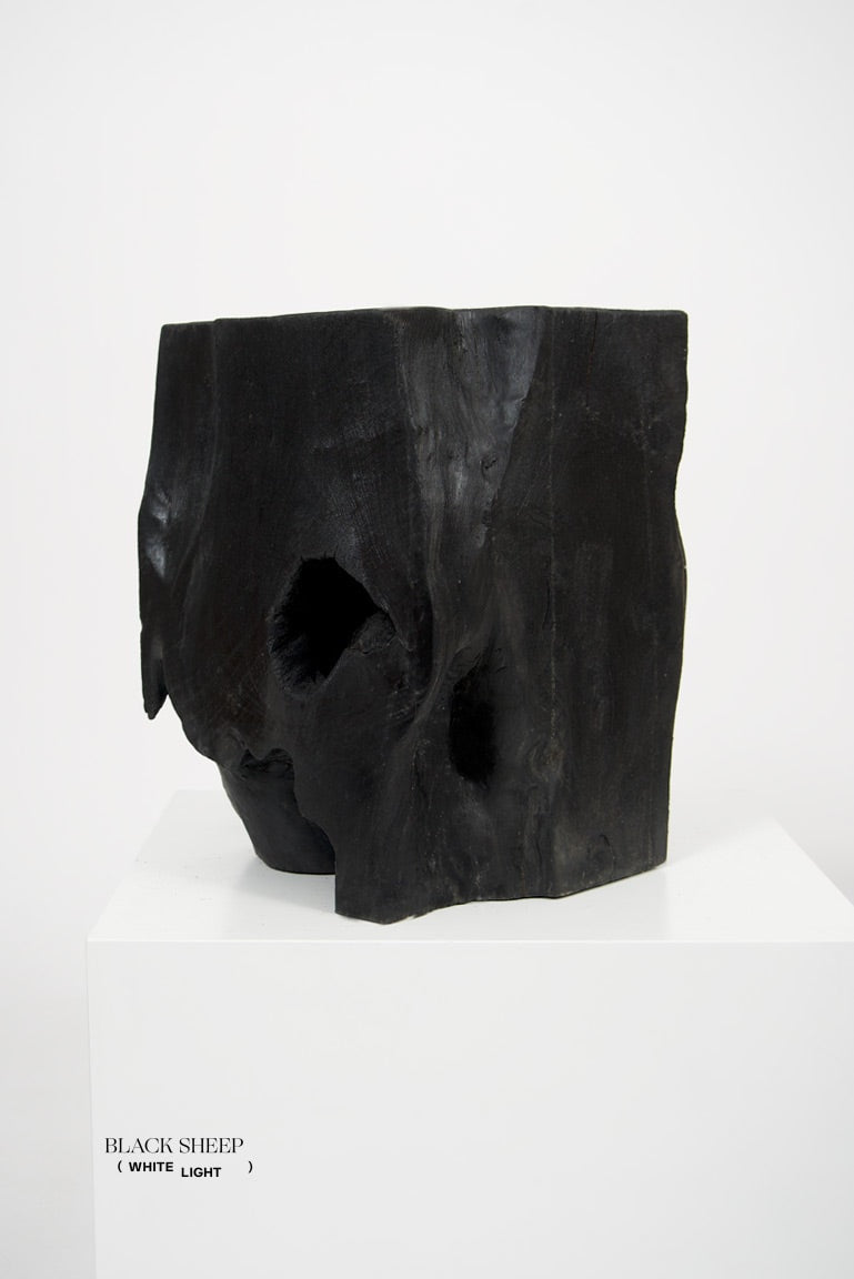Burnt Teak Square Side Table - Black Sheep (White Light)