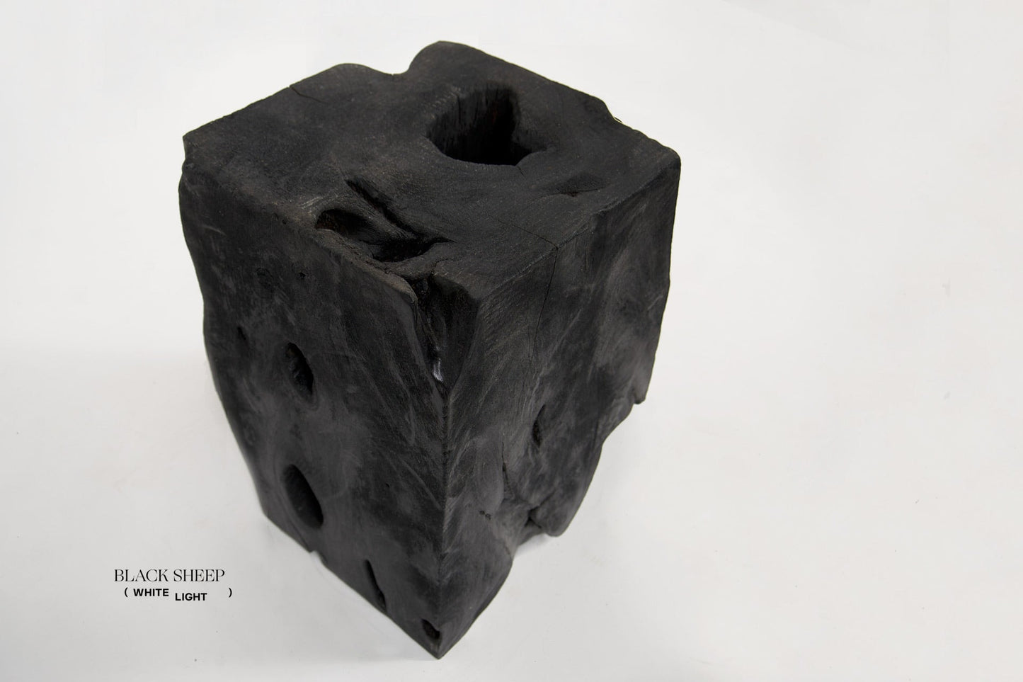 Burnt Teak Square Side Table - Black Sheep (White Light)