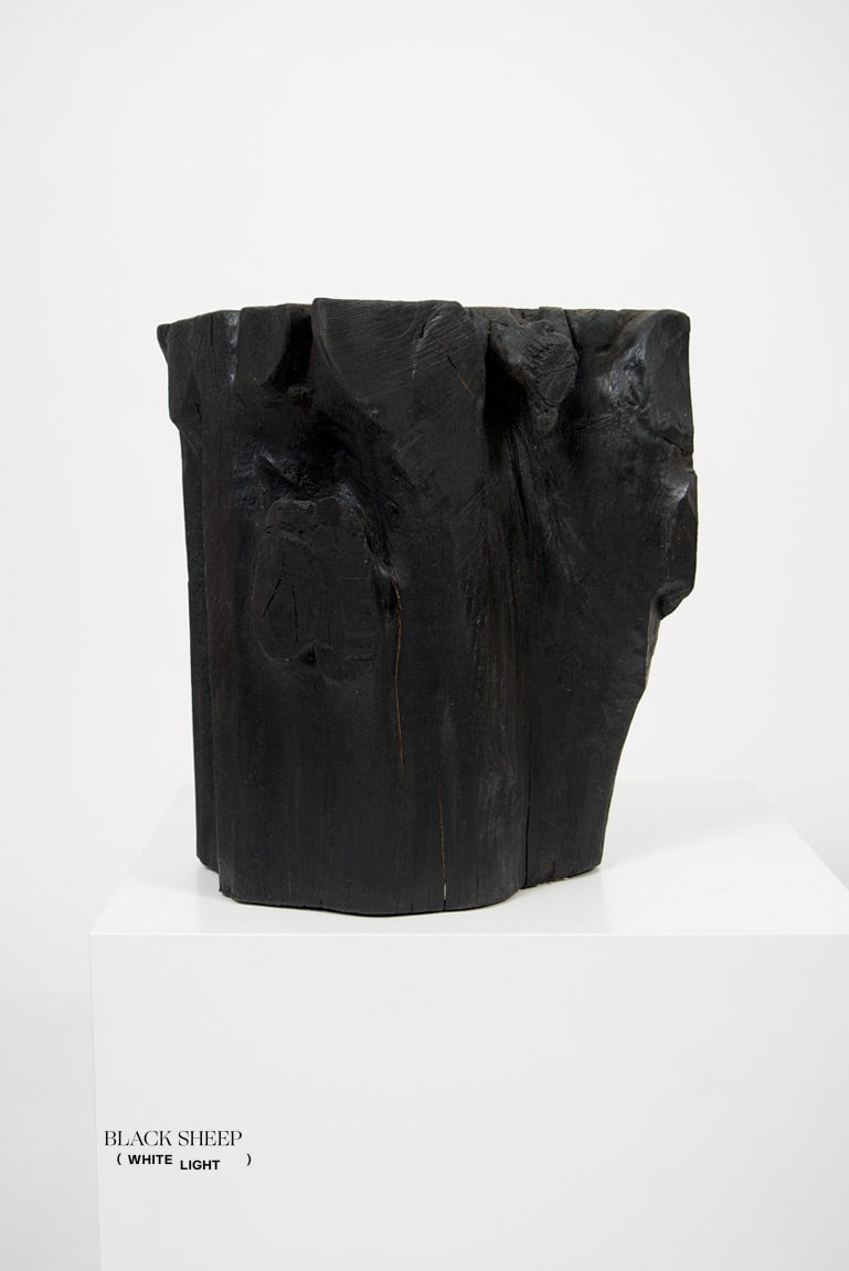 Burnt Teak Square Side Table - Black Sheep (White Light)