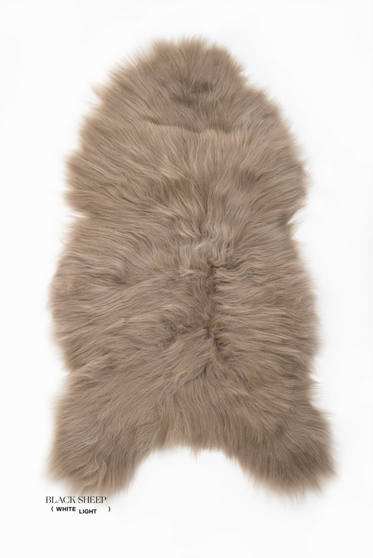 Taupe Icelandic Sheepskin - Black Sheep (White Light)