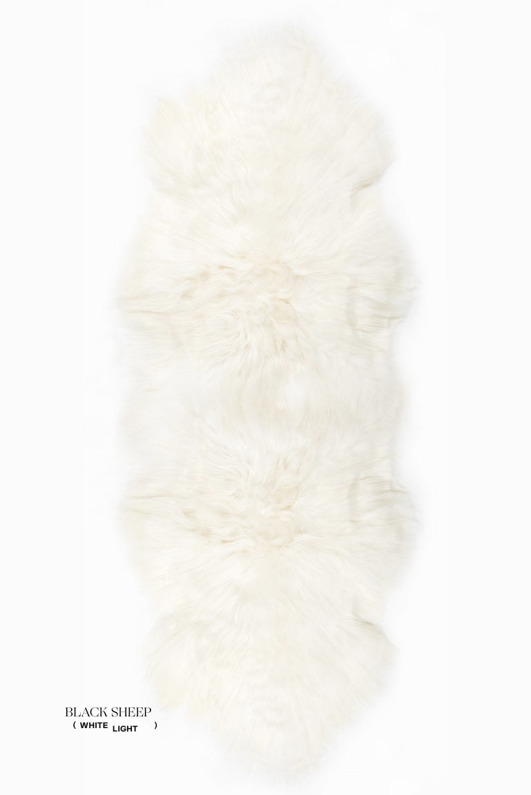 Double White Icelandic Sheepskin - Black Sheep (White Light)