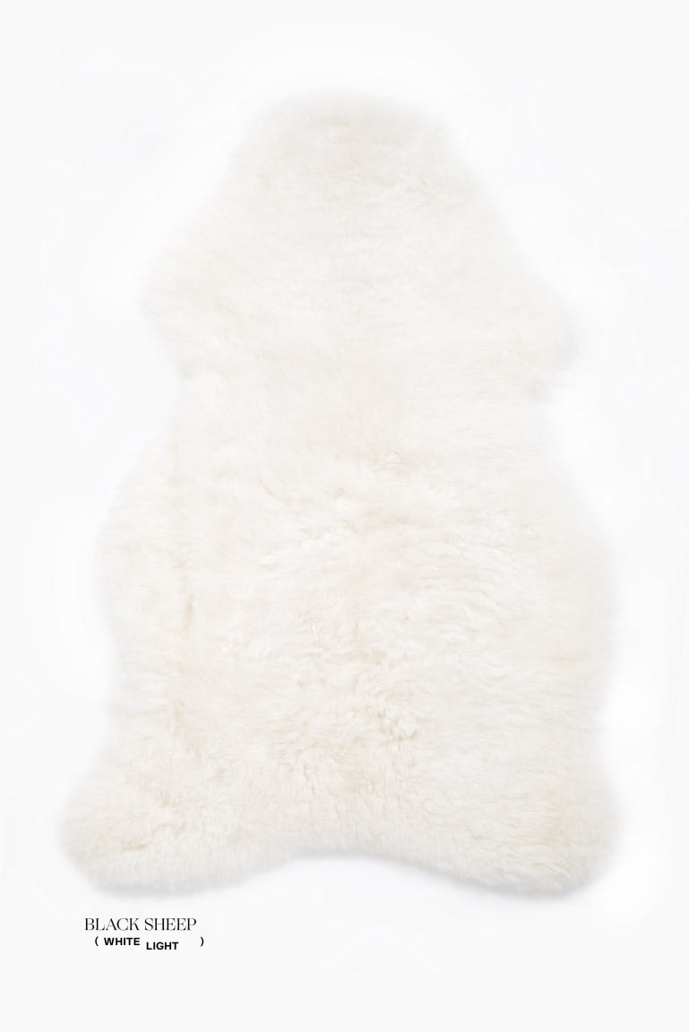 Shorn White Icelandic Sheepskin - Black Sheep (White Light)