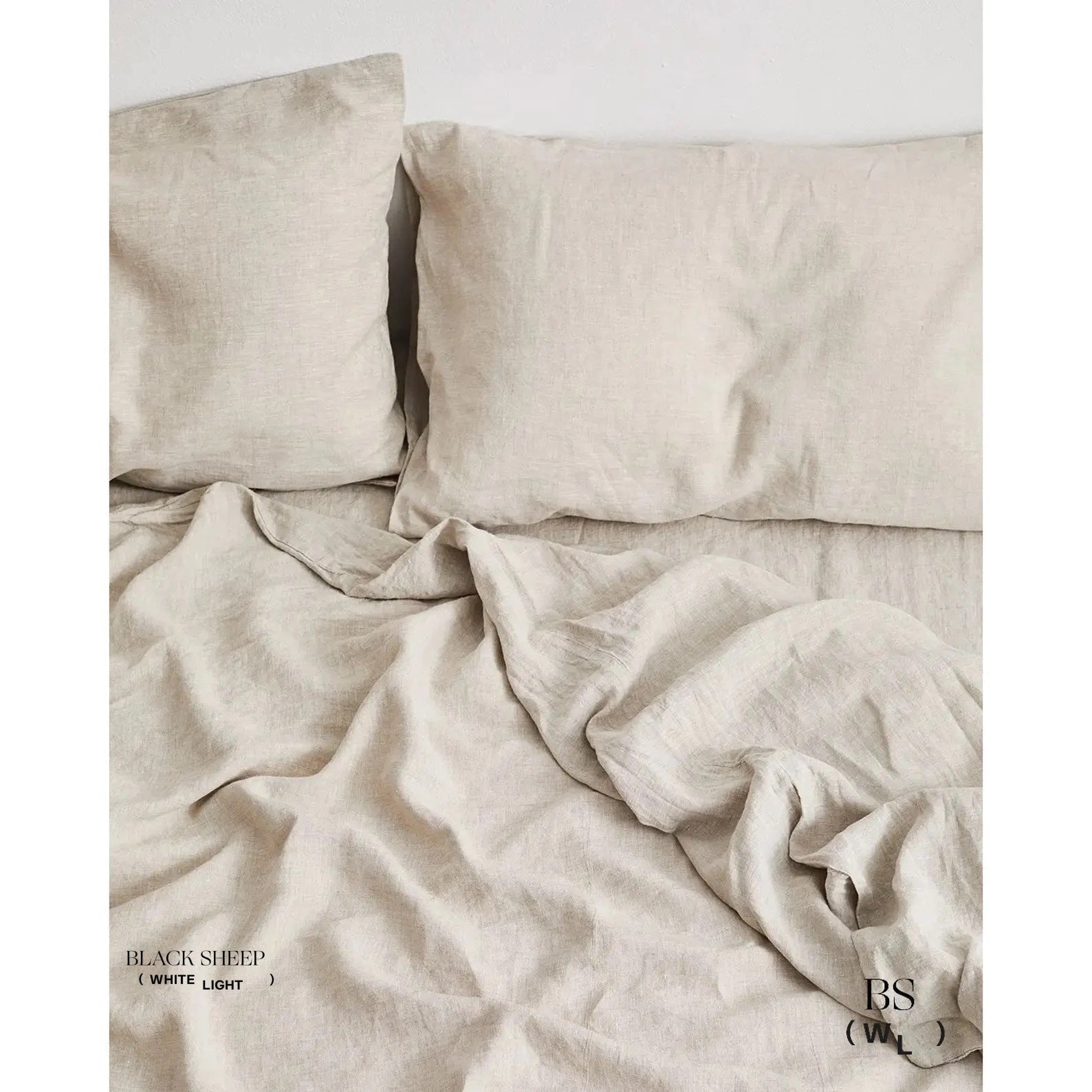 Sand Italian Linen Duvet Set - Black Sheep (White Light)