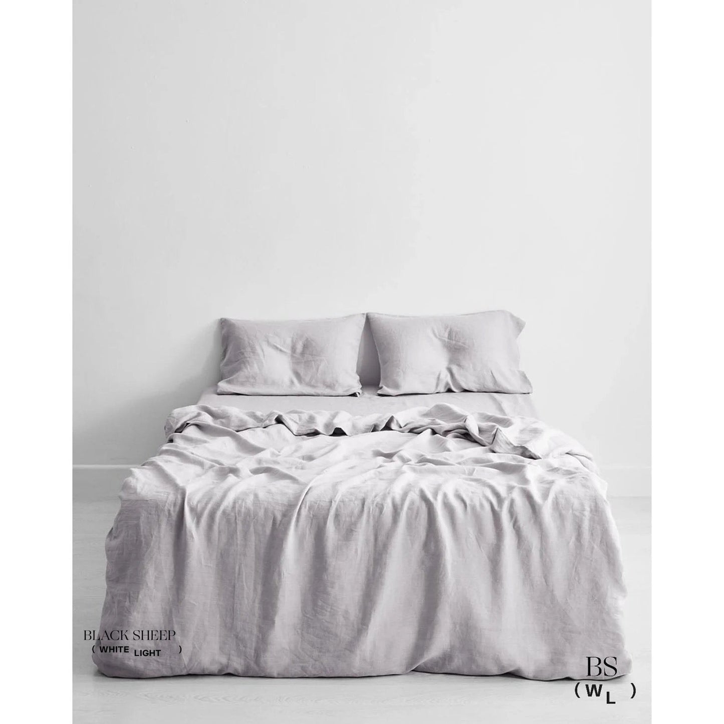 Lavender Grey Italian Linen Sheet Set - Black Sheep (White Light)