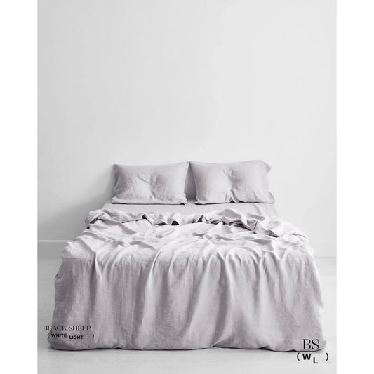 Lavender Grey Italian Linen Sheet Set - Black Sheep (White Light)