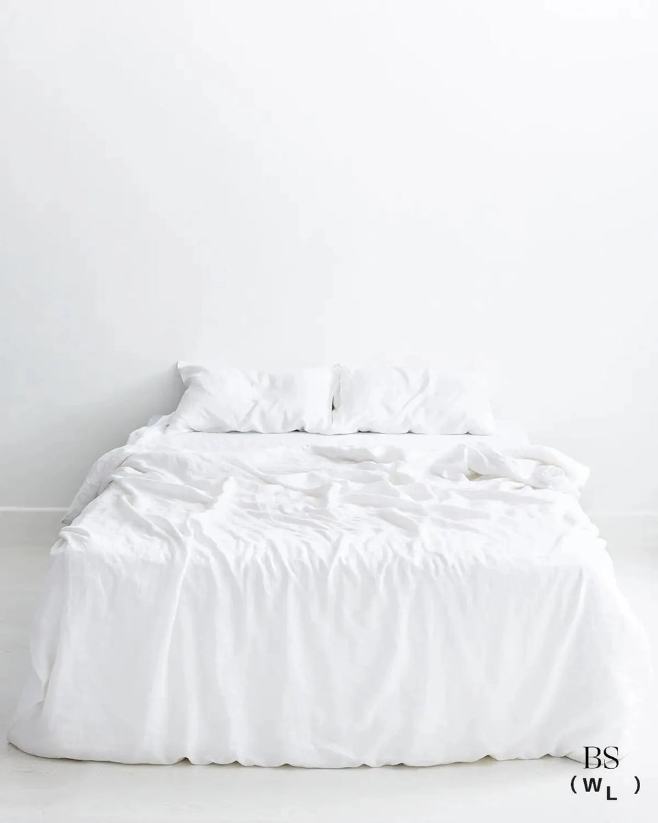 White Italian Linen Sheet Set, Italian Linen Bedding