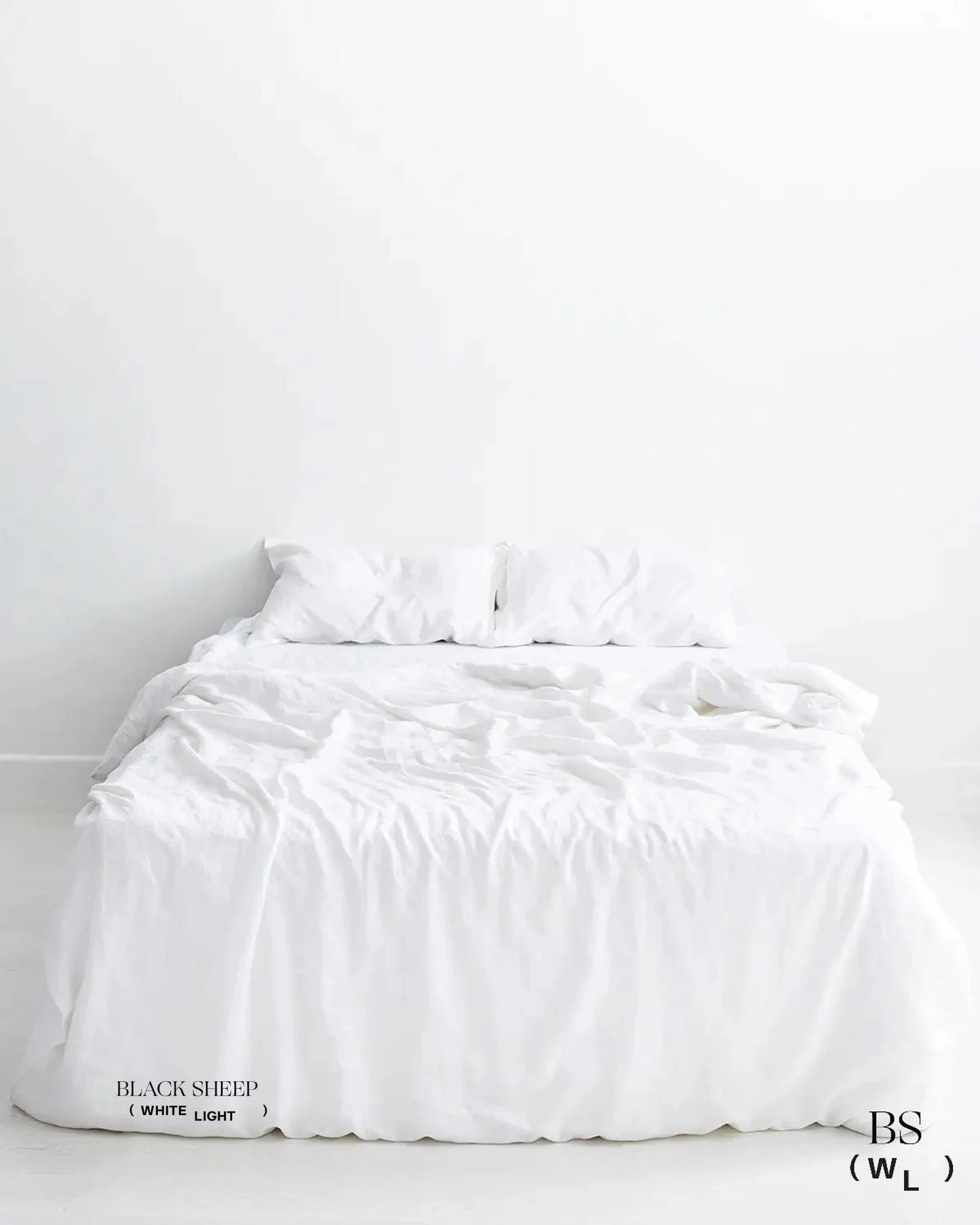 White Italian Linen Duvet Set - Black Sheep (White Light)