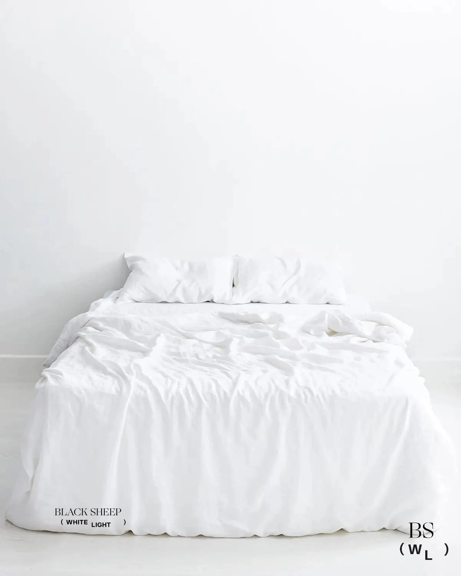 White Italian Linen Duvet Set - Black Sheep (White Light)