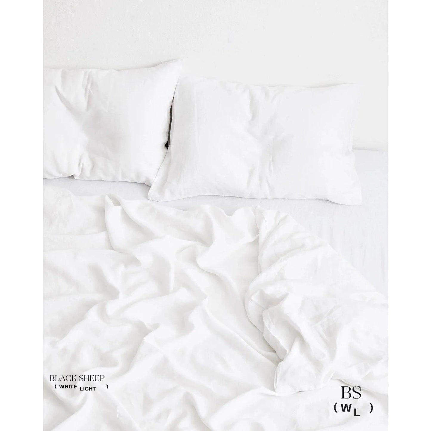 White Italian Linen Duvet Set - Black Sheep (White Light)