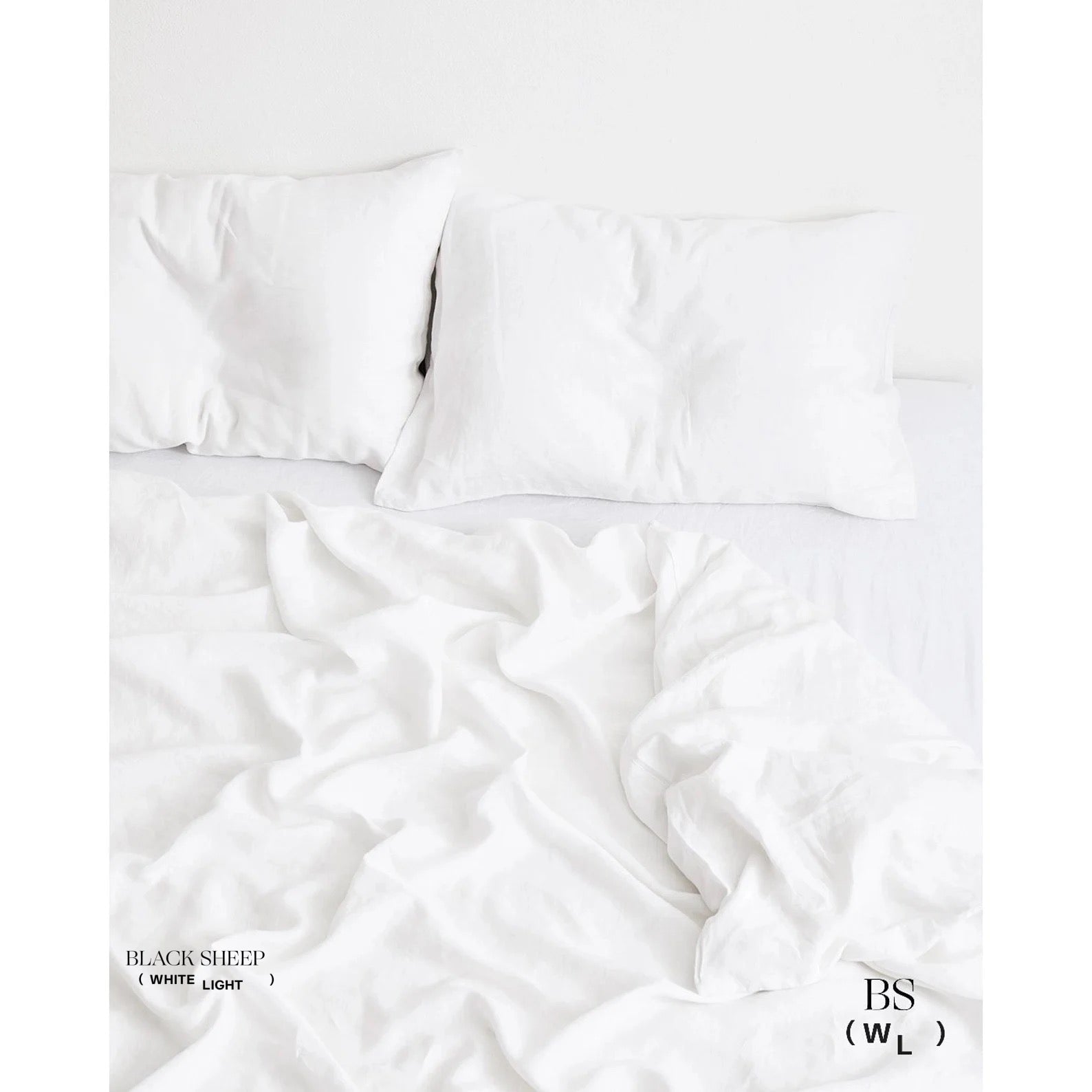 White Italian Linen Duvet Set - Black Sheep (White Light)