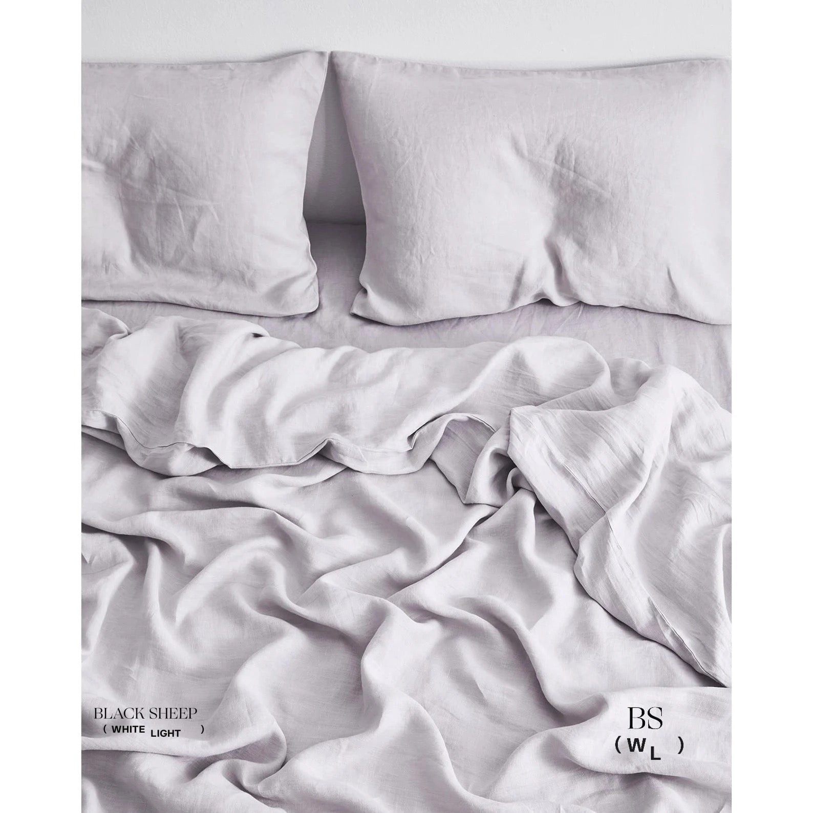Lavender Grey Italian Linen Duvet Set - Black Sheep (White Light)